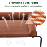 Cooling Elevated Dog Bed for Large Dogs – Waterproof Raised Dog Cot with Slope Headrest, Breathable Teslin Mesh, Durable & Portable Pet Bed for Indoor and Outdoor Use, Caramel