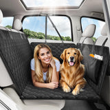 Tivray Back Seat Extender for Dogs, Dog Car Seat Cover for Back Seat Hard Bottom - Holds 330lbs Waterproof Cover for Dogs with Mesh Window & Pocket, Dog Hammock for Car, Small Truck, Black + Black