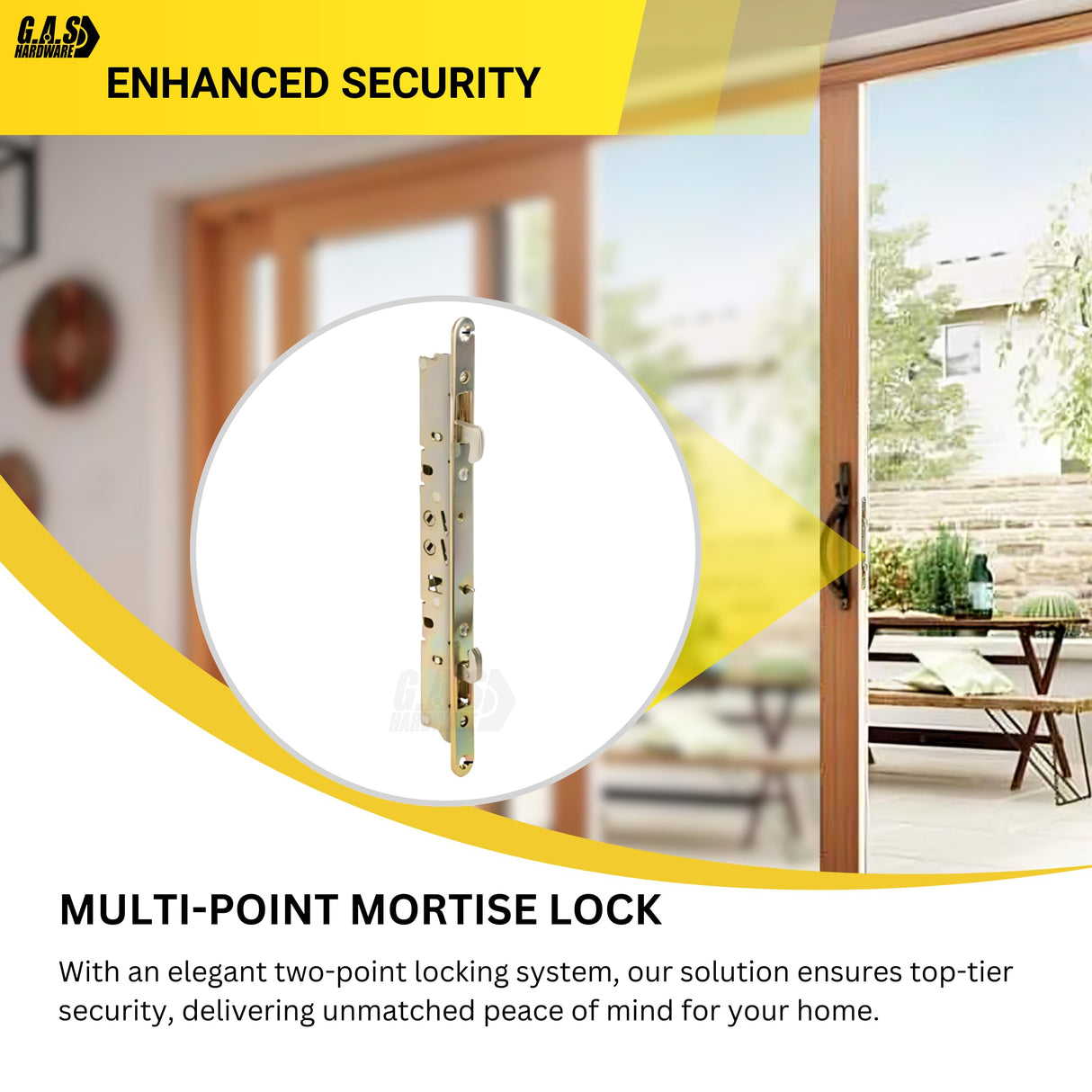 Multi-Point Mortise Lock Replacement with 11-3/4" Face Plate for Sliding Patio Glass Door | Dual-Point Security with Anti-Slam Pin - 11" Hole Spacing | Fix & Repair Locking Mechanism
