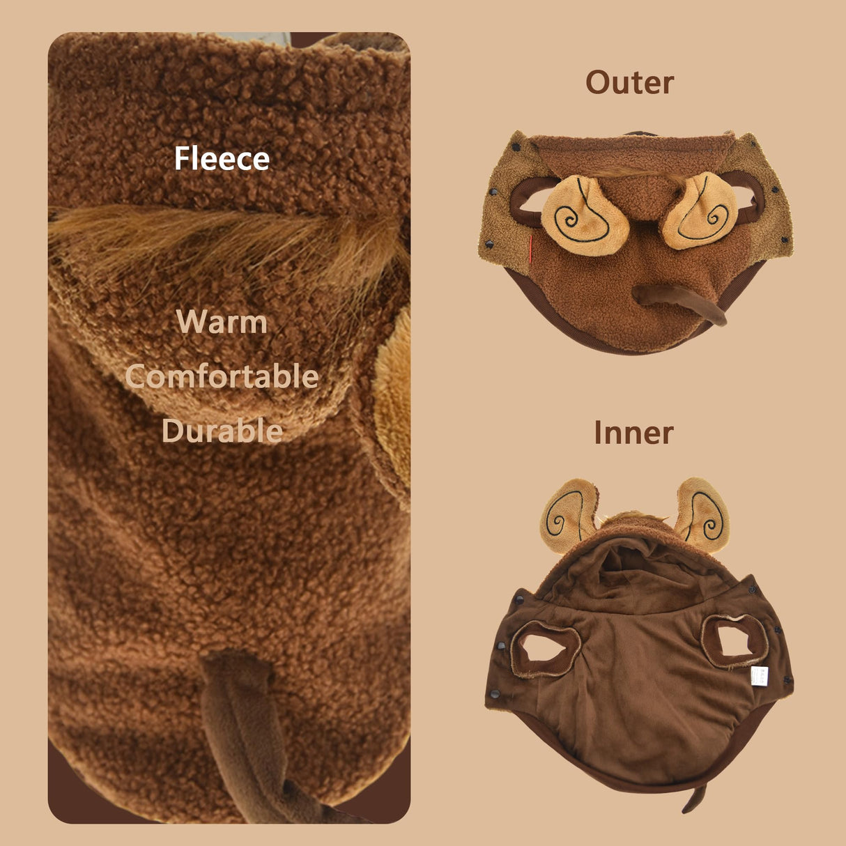 FLAdorepet Halloween Dog Monkey Costume for Small Large Breed Dogs,Winter Warm Pet Coat Funny Cat Clothes Hoodie for Labrador Bulldog Chihuahua Yorkie (5XL)