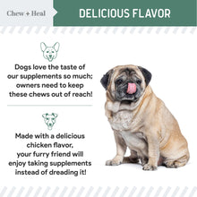 Load image into Gallery viewer, Chew + Heal Labs Glucosamine for Dogs Hip and Joint Supplement - 60 Senior Dogs Mobility Soft Chews - Made with Glucosamine, MSM, Chondroitin, Green Lipped Mussels and More - Made in The USA
