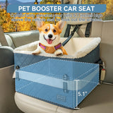 PETSFIT Pet Car Seat for Small Dogs, Soft Foam Dog Booster Car Seat with Patented Safety Buckles, Storage Pockets and Detachable Clip-On Safety Leash, Dog Carseat for Small Dogs Under 30 LBS (Blue)