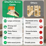OtterPets Extra Large Bunny Hideout, Cozy Rabbit Castle with Fleece Mats, Wooden Rabbit Hideout, Bunny House Indoor Indoor, Chinchilla, Guinea Pig House (Pet Safe Wood Joints)