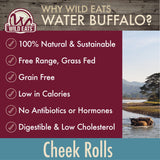 Wild Eats Water Buffalo Retriever Style Cheek Roll Dog Chews-5 Pack (Long Lasting Chews, Treats, Bones for Aggressive Chewers & Large Dogs) Great Substitute Pig Ears Dogs