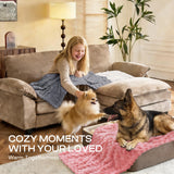 Luciphia 300GSM Fleece Dog Blanket for Small Medium Large Dogs 3D Jacquard 1 Pack 3 Flannel Puppy Cat Pet Throw Blankets Soft Washable Decorative Furniture Protect Pcs3-Grey/White/Pink, L(41''x31'')