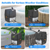 Hot Tub Spa Heater Pump Cover,Waterproof 600D Oxford Fabric Aluminum Film Insulated Cover,Inflatable Hot Tub Spa Heater Pump,Easy Installation with Zipper and Adhesive Straps,Black,Square