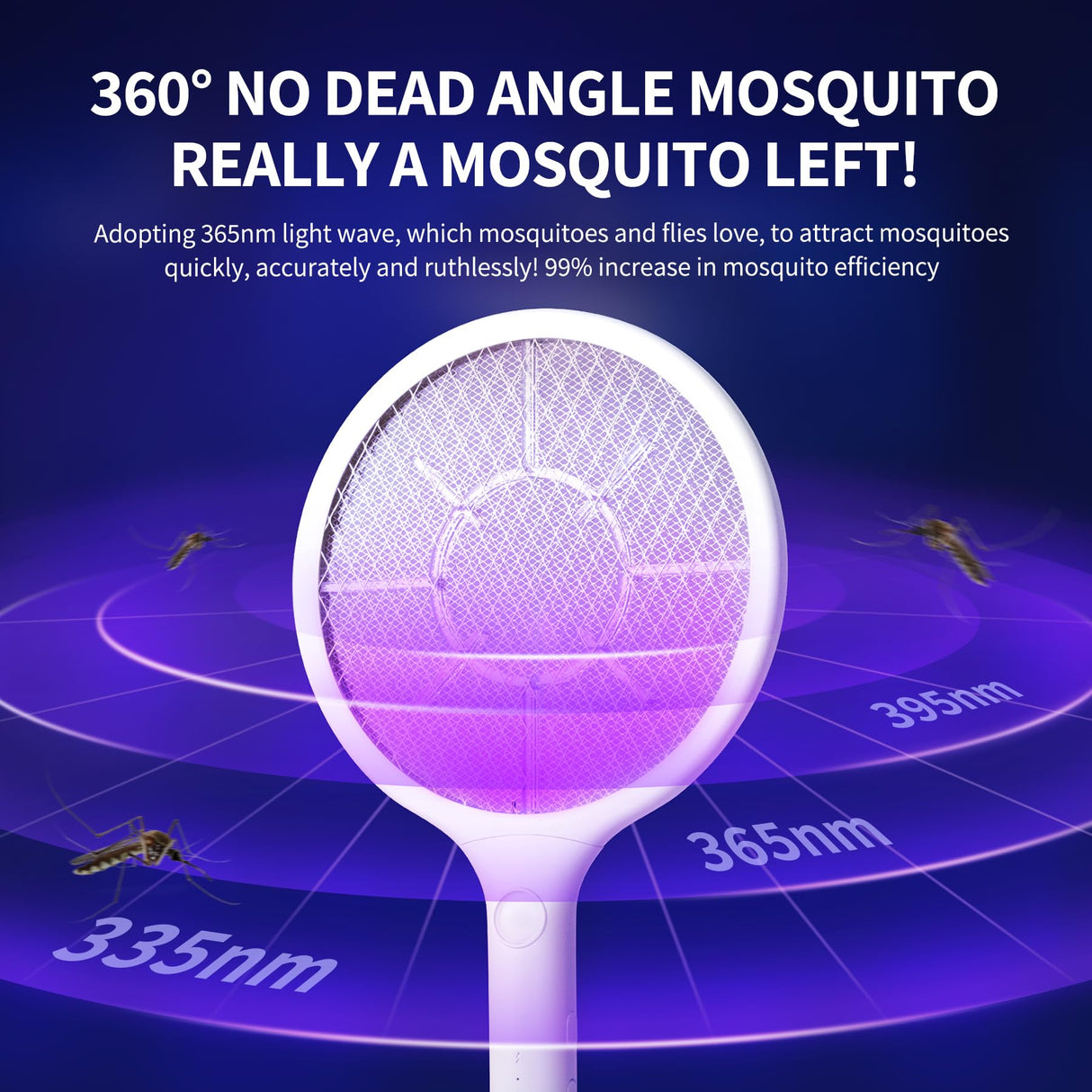 Electric Fly Swatter 2 Pack, Handheld Bug Zapper Racket with LED Light, Mosquito Killer for Indoor & Outdoor, 2800V Rechargeable Physical Flies Killer for Home, Office, Backyard, Patio, Camping