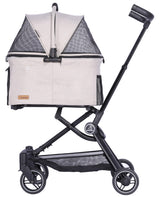 ROODO 2026 Upgraded Version 3 in 1 Dog Cat Stroller with Detachable Carrier Lightweight Folding Portable All Terrain Pet Travel System Puppy Kitty Doggie Bunny Stroller for 30lbs(Light Khaki)