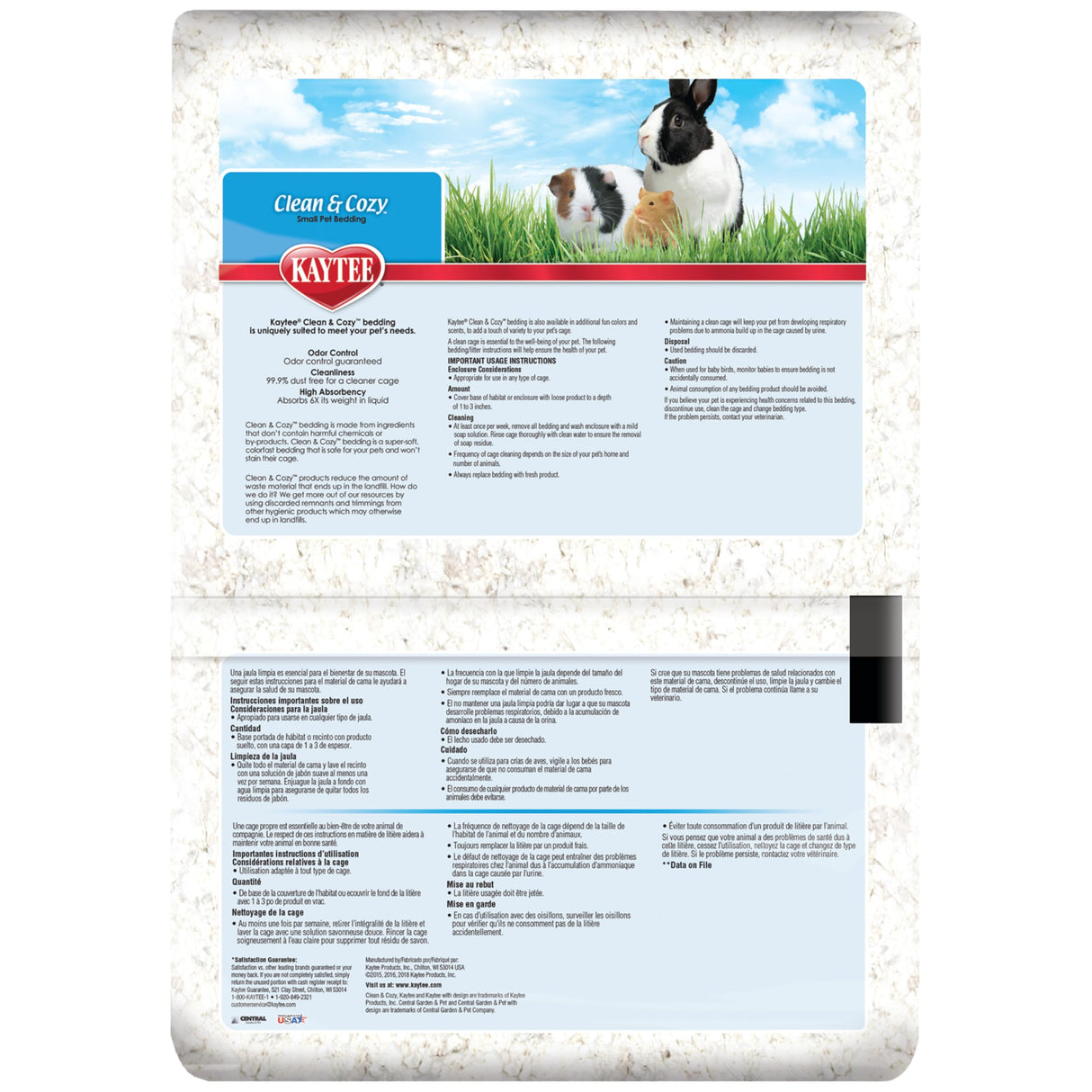 Kaytee Clean & Cozy White Paper Bedding, Made for Small Animals, 100 Liters, Pack of 2