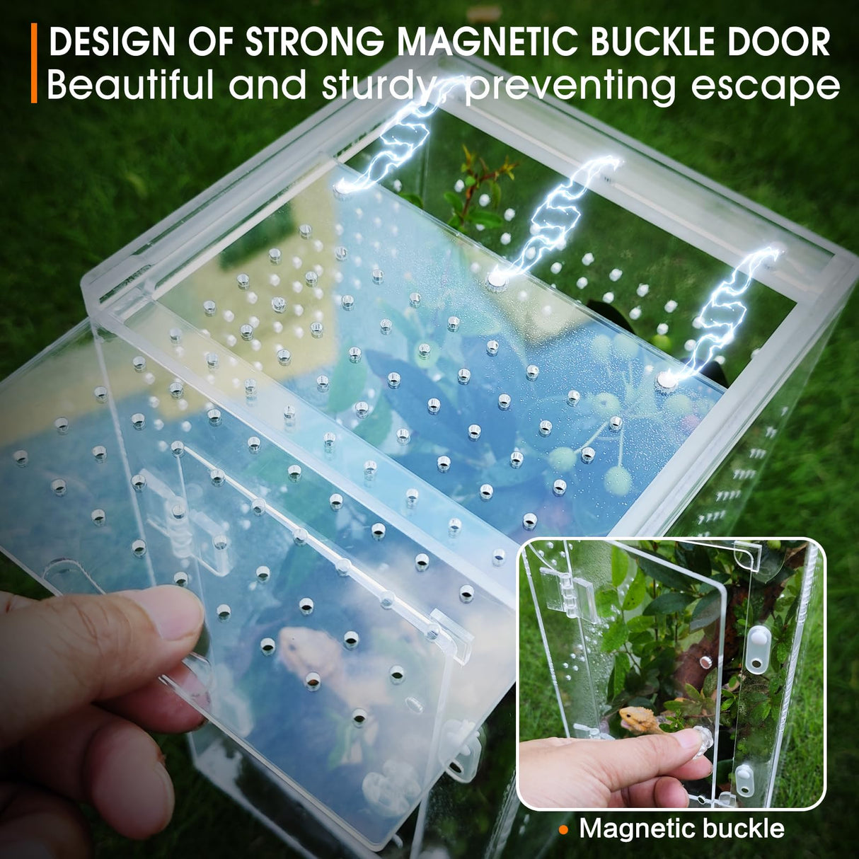 MYGIIKAKA Jumping Spider Enclosure Accessories, Tarantula Spider Box, Bug Cage, Praying Mantis Habitat Enclosure, Snail Insect Terrarium, Caterpillar Habitat (6x6x12 inch)