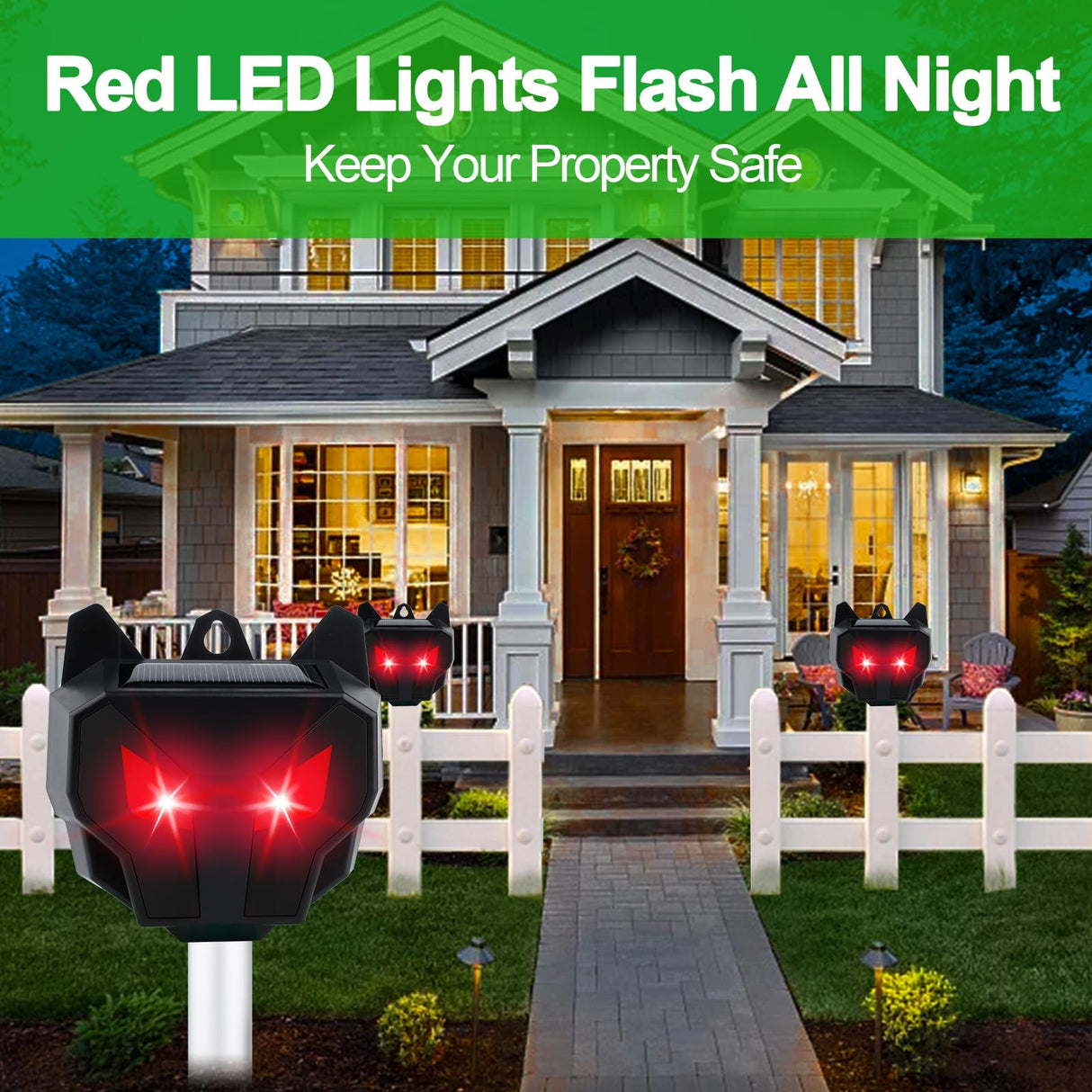 Defendy Coyote Deterrent,Solar Nocturnal Animal Repeller Predator Light Scare, Effective Repellent Device for Coyote, Deer, Fox, Raccoon, Skunk, for Chicken Coop, Farm, Yard, Garden (2 Packs)
