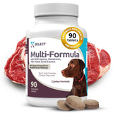 K9 Select Multi-Formula Dog Vitamins for Large Dogs - 30mg HMR Lignans, 3mg Melatonin, 60mg Milk Thistle - Helps Heart, Liver, Digestion, Skin & Coat Health, Dog Multivitamin, 90 Tablets, Beef Flavor