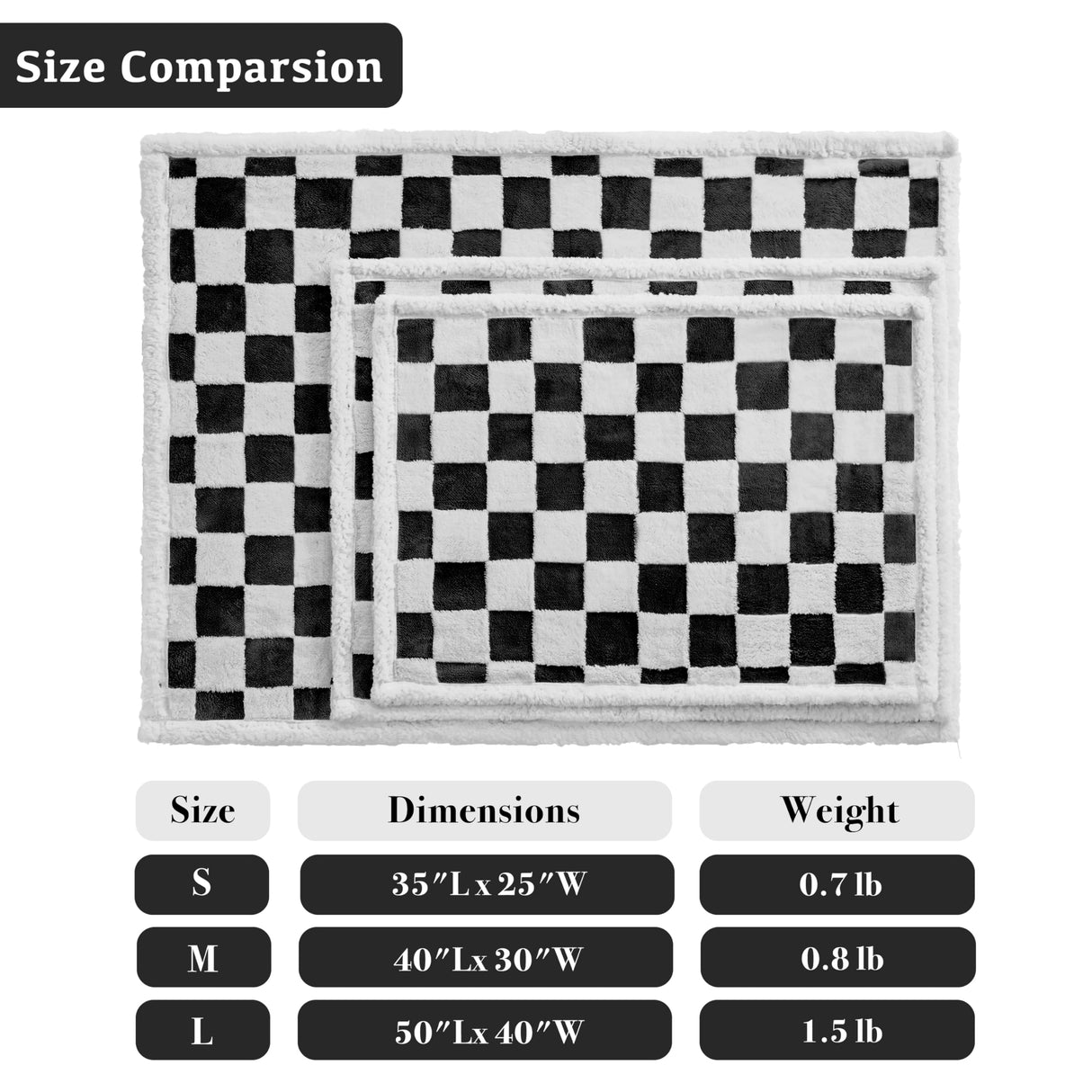 Ohocut Checkered Dog Blanket, Black Jacquard Sherpa Blankets for Small Dog and Cats, Cute Aesthetic Style Fluffy Fleece Pets Blanket for Couch Protection Washable, 30"x40"
