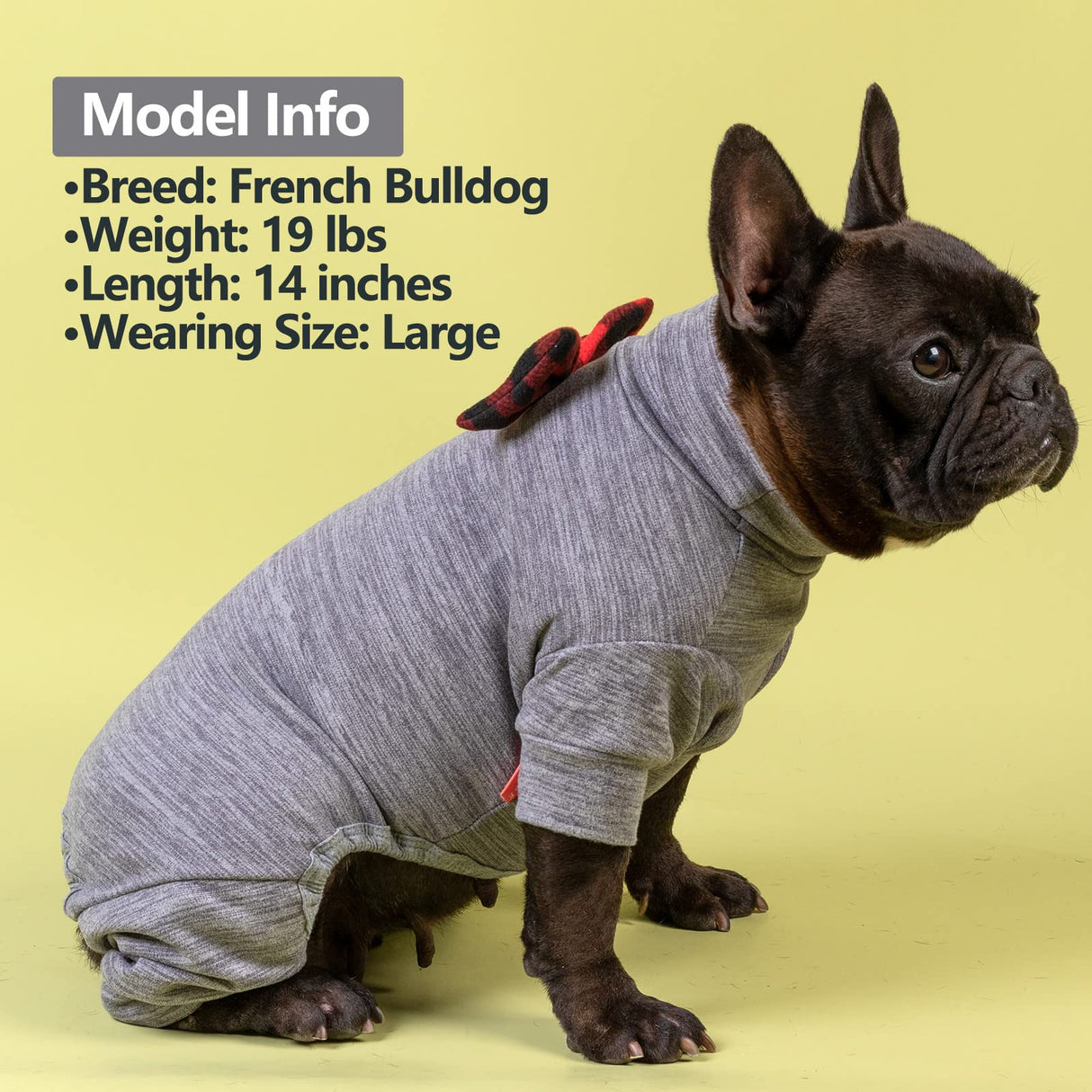 KYEESE Dog Pajamas for Small Dogs Turtleneck Stretchy Dog Pjs Pet Sweater Super Soft Warm Material Dogs Coats with Bowtie Pet Onesie Cold Weather Coat, Grey,XL
