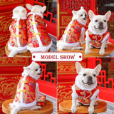 BAMY New Year Dog Dragon Robe Costume Warm Cat Cheongsam Winter Pet Clothes Vest of The Tang Dynasty Christmas Coat for Cats Teddy Bichon Small Medium Dogs (XXL (Chest Circumference 24.4in))