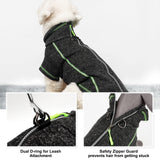 cyeollo Dog Coat Fleece Dog Jacket Reflective Sweater Zipper Pet Clothes with D Ring Dogs Winter Coat for Medium Dogs