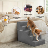 DUMOS Dog Stairs for Medium Dogs, 5-Steps Non-Slip Balanced Extra Wide Indoor Foldable Dog Steps with Density Foam & Washable Cover, Cat Puppy Old Pet Stairs for High Bed, Couch, Sofa - Grey, 27" H