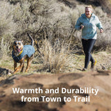 Ruffwear, Stumptown Quilted Dog Jacket, Insulated Water-Resistant Winter Coat with Reflective Trim & Leash Portal, Easy On/Off Buckles, Durable Cold-Weather Layer, River Rock Green, X-Small