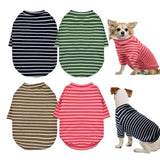 KATOLK 4 Pack Striped Dog Shirts Waffle Dog Clothes for Small Medium Dogs, Stretchy Dogs Boy Girl Dog T-Shirts Lightweight, Soft and Breathable Puppy Kitten Dog Shirts for Chihuahua