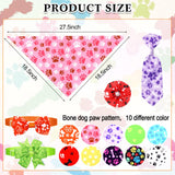 Hosuly 50 Pcs Paw Bone Print Dog Bandana Collar Set Value Package Includes Dog Bow Tie Necktie Collar Pet Scarf Bow Flowers Hexagonal Bowtie Cat Grooming Accessories for Pet Festival Photography