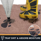 PURRUGS Dirt Trapping Door Mat 34" x 59", Non-Skid/Slip Machine Washable Microfiber Entrance Rug, Shoes Scraper, Dog Doormat, Super Absorbent Floor Mat for Muddy Wet Shoes and Paws, Light Brown