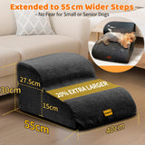 Gimars Extra Wide Sturdy 30D High Density Foam 2-Step Dog Stairs for Sofa, Pet Stair for Small Medium Dog Black