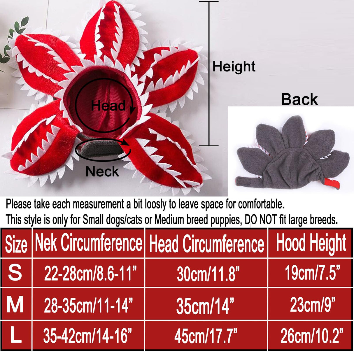 Pet Demon Hat Costume Scary Halloween Dog Headband Demogorgon Costume Headgear Props Cosplay Outfits Cute Clothes for Small Medium Dogs Puppy Cat Kitten Monster Headwear Devil Decorations
