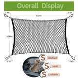 Car Dog Barrier Net, Hook Up Elastic Envelope Luggage Net (47.24" x 33.85") Dual Layer Safety Net for Pet Dog Vehicle Universal Mesh Barrier Guard Blocks Access to Car Front Seats Organiser Bag