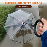 PETLESO Dog Umbrella for Small Breeds, Clear Small Dog Umbrella with Leash, Keep Pet Dry on Rainy Walks, Adjustable Shaft Angle Rain Umbrella, Self-Assembly, Metal Chain