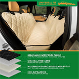 Plush Paws Products Premium Rear Car Seat Protector w/Hammock | Washable & Waterproof Back Seat Dog Cover for Car, Truck, & SUV | Nonslip, Tear Resistant Pet Seat Cover | X-Large Tan