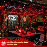 JMEXSUSS 2 Pack Red Solar Halloween Lights, Total 66FT 200 LED Solar Fairy Lights Outdoor, Waterproof Red Solar String Lights for Outside Christmas Tree Party Patio Decorations