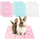 BICHENHWAI 6 Pack Pet Cage Mats 13.3"x9.8" Plastic Leak-Proof Floor Pads with Buckle (Blue/Pink/White) for Rabbits, Guinea Pigs Small Animals