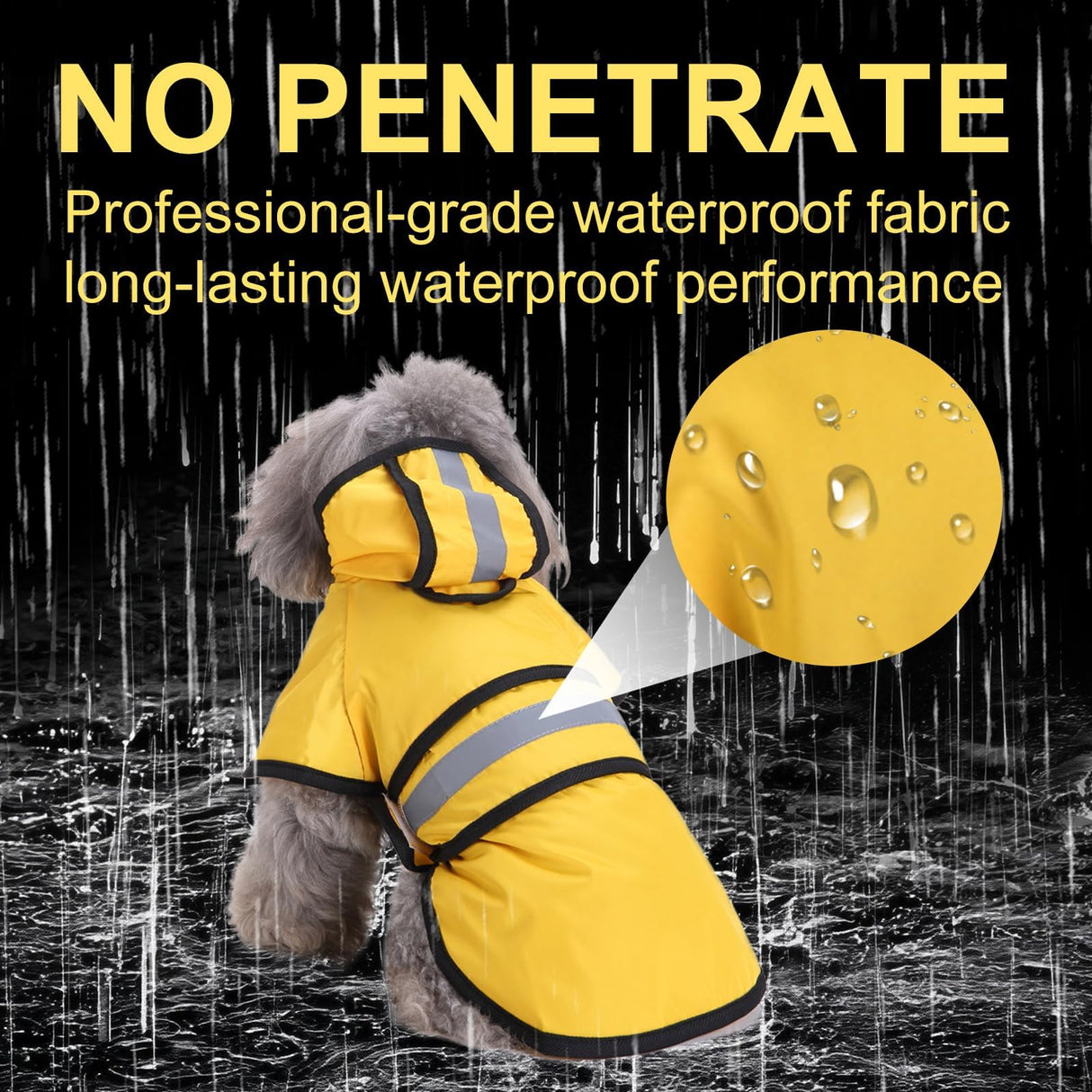 Lemmoo Dog Raincoat, Waterproof Windproof Rain Jacket with Reflective Strips and Leash Hole, Adjustable Fit Rain Coat for Small Medium Large Extra Large Dogs, Full-Body Coverage, Yellow, XXL