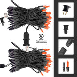 TW SHINE Purple and Orange Halloween Lights, 2 Pack 20FT 100 Count Incandescent Halloween Mini String Lights, Waterproof Halloween Decorations for Outdoor Indoor Patio Home Party Garden Yard Decor