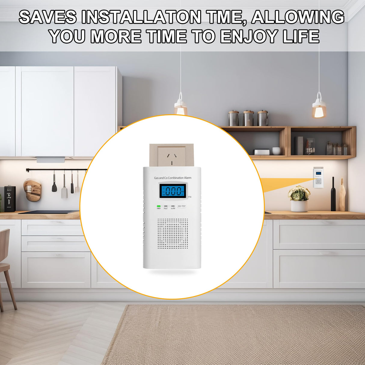 2 Pack Combination Gas & Carbon Monoxide Detectors - Plug in CO Alarm & Natural Gas Detector with Digital Display, CO Detector & Combustible Gas Detector for Home, Easy to Read