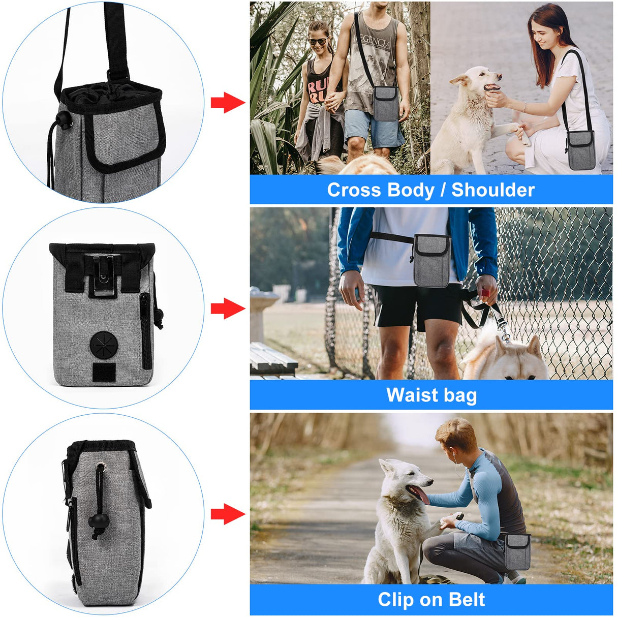 Modoker Dog Travel Bag Backpack, Airline Approved Pet Accessories Organizer for Dog and Cat with Shoulder Strap, 2 Dog Food Storage Containers, 2 Collapsible Dog Bowls,1 Pet Mat, Rose Red