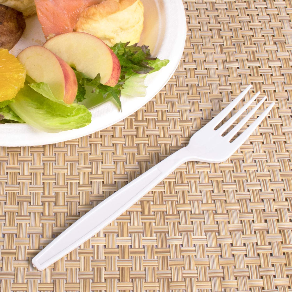 Karat U3530W 7" Poly-Wrapped Heavy-Weight Disposable Fork, White (Pack of 1000)