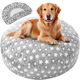 Youyole Large Washable Round Dog Bed Cover Replacement Waterproof 45 x 45 x 11 in Round Donut Bed Cover for Dog Soft Gray Pet Beds Protector Sheet with Lovely Star Print for Donut Beds & Pet Couch