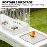 14.6" Portable Travel Bird Cage, Parrot Cage, Ample Room for Tail Movement, with Food Box, Perch, Water Bottle, for Vet Visit, Short Trip, Parakeet, Cockatiel, Budgie, Small Medium Birds