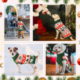 Vehomy Dog Christmas Sweater Warm Pet Xmas Turtleneck Sweater with Snowflakes Reindeers Bells Dog Christmas Knitwear Knitted Shirt Pullover Clothes for Medium Large Dogs L