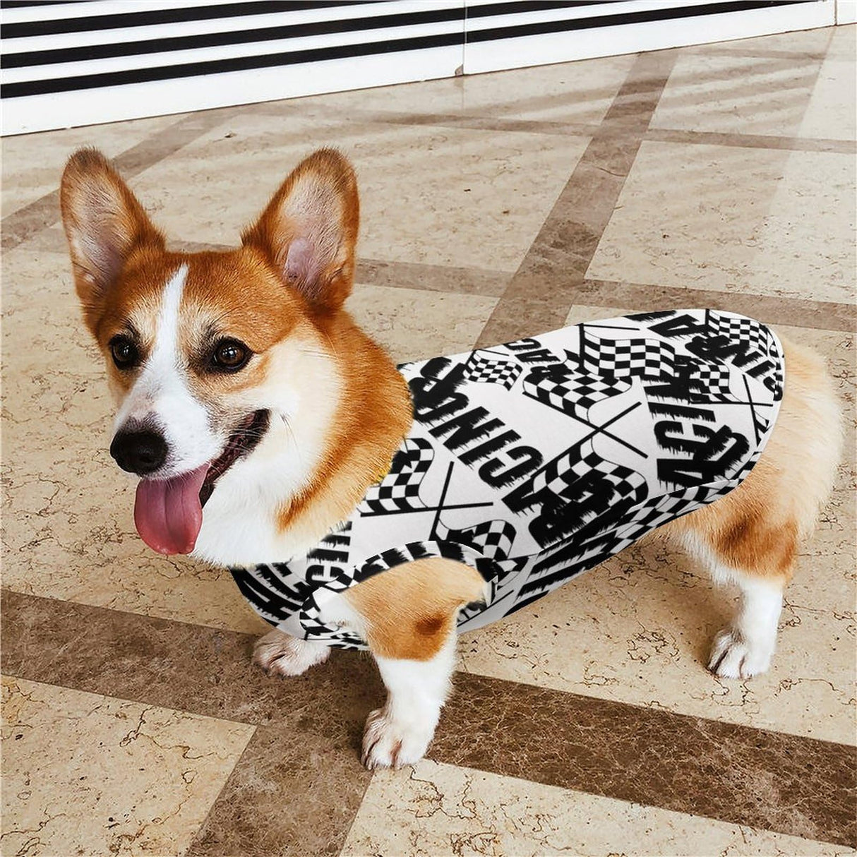 Checkered Flags Race Car Flag Dog Shirts Printed Pet Tank Top Sleeveless Vest Soft Pet T Shirts for Puppy and Cat