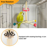 Large Bird Stand Perch Toy for Cage, Interactive Spinning Toys, Wooden Exercise Wheel Quaker Toy, Enrichment Bird Cage Accessories Perch Toys for Medium-Sized Birds Cockatiel Ring-Necked Caique (L)