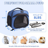 Small Pet Carrier, Breathable Collapsible Pet Bag with Safety Leash for Small Puppy, Kitten, Guinea Pig Weighing up to 8 Pounds Designed for Travel, Hiking, Walking and Outdoor Use, Blue