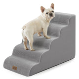 COZY KISS Dog Stairs for Small Dog 22.6" H, Curved Pet Step for Puppy, Older Cat, Medium Pet Ramp for High Bed, Ladder with High Density Foam, Durable, 5 Step, 15.7x33x22.6 inch, Grey