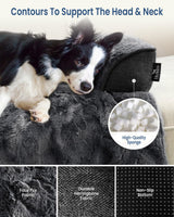 blunique Calming Large Dog Bed for Couch, 41 x 37 inch Removable Couch Cover for Dogs Washable, Non-Slip Fluffy Plush Dog Sofa Mat for Furniture Protector - Dark Grey