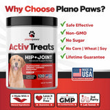 Glucosamine for Dogs Hip and Joint Supplement - Safe Joint Support - Glucosamine Chondroitin MSM Turmeric - 120 Mobility Joint Care Chews for Dogs - ActivTreats for All Breeds Ages and Sizes.