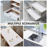 Drawer and Shelf Liner, Non-Slip Kitchen Cabinet Liners Non-Adhesive Thick Strong Grip Waterproof Washable Mats Protect Dresser Shelves Cupboard Bathroom Cabinets, White, 12 in X 10 FT