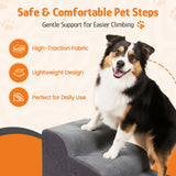 Dog Stairs for Small Dogs, 3-Step Dog Ramp for Bed Chair and Couch, Pet Stairs for Cats with Durable Non-Slip Waterproof Cover, Indoor Pet Steps, Comfortable, Grey