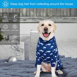 LovinPet Large Dog Outfit, Dog Onesie for Surgery, Large Breed Dog Pajamas, Lightweight Navy Whale Print, Pet Pajamas for Dogs, UV Protection Shirt for Dogs, Pitbull Clothes,Blue,3XL