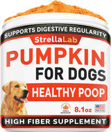 STRELLALAB Pumpkin for Dogs - 8oz High Fiber Powder Supplement - Stool Consistency and Softener - Diarrhea, Constipation, Upset Stomach, Food Sensitivity, Scoot - Digestion Support - Made in USA